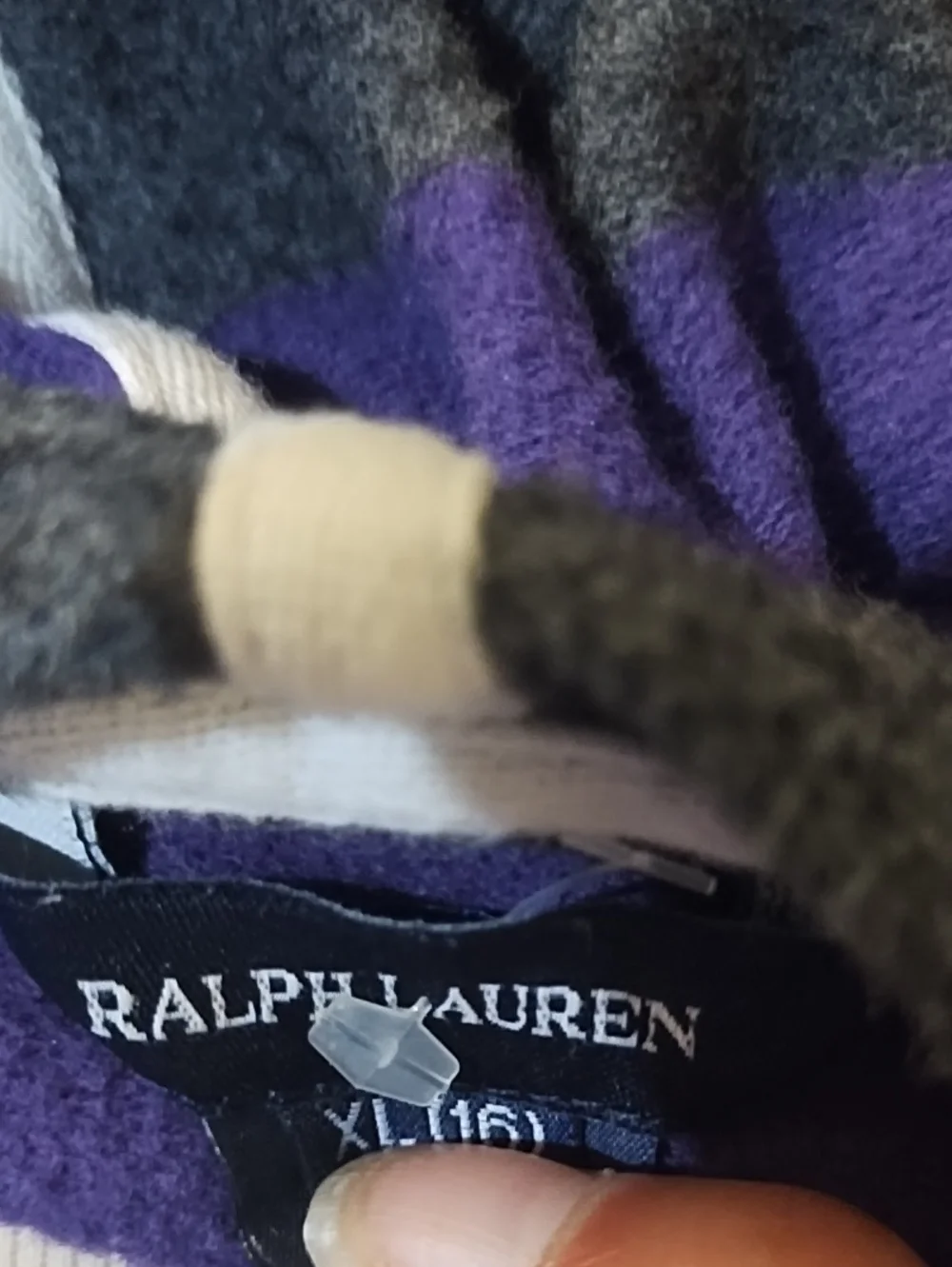 Ralph Lauren Striped Hooded Top in Purple and Gray